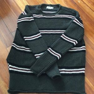 Green knit striped long sleeve shirt
